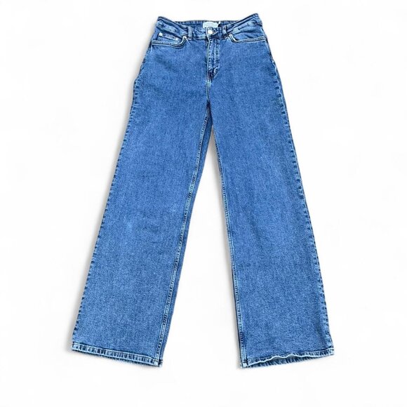 Paris Atelier High Waisted Wide Leg Blue Denim Jeans Size 29 - Picture 1 of 4